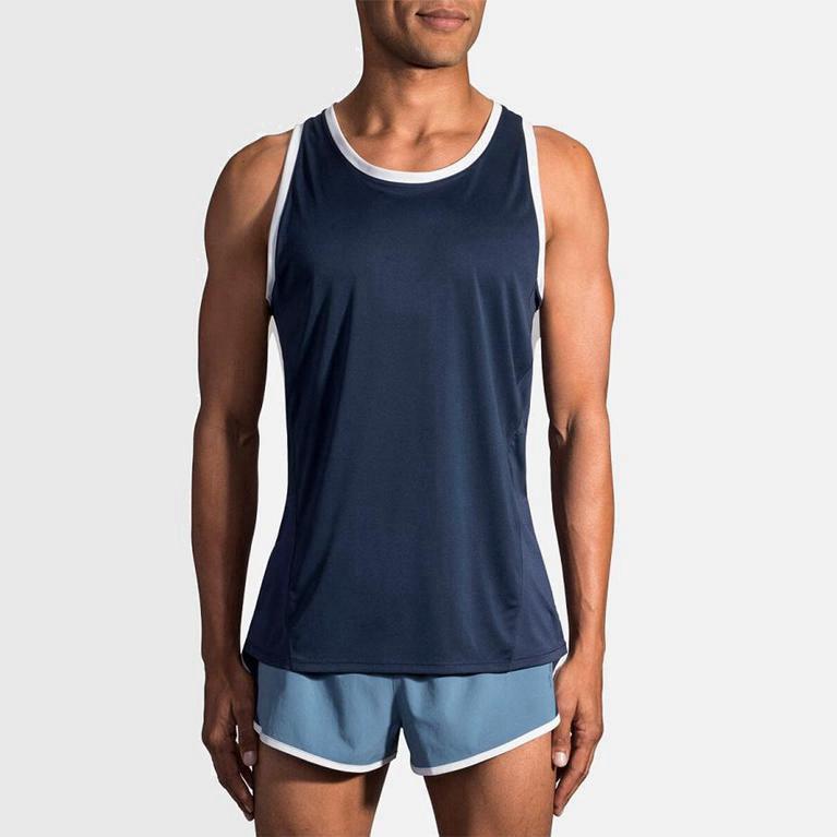 Brooks Stealth Men's Running Tank Top UK Outlet - Blue (XVDQE5176)